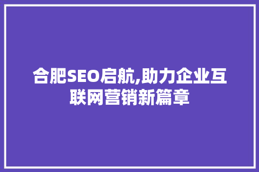 合肥SEO启航,助力企业互联网营销新篇章