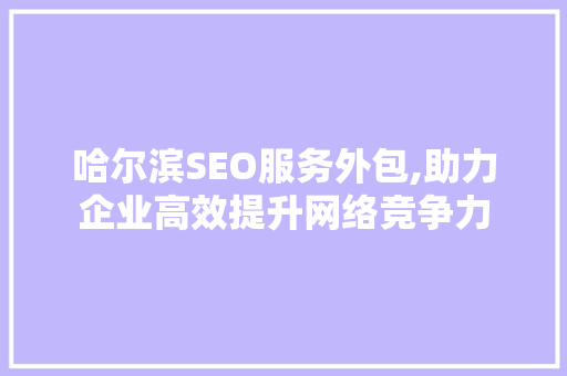 哈尔滨SEO服务外包,助力企业高效提升网络竞争力