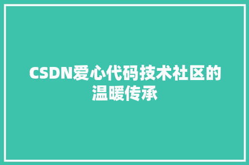 CSDN爱心代码技术社区的温暖传承