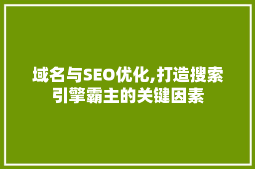 域名与SEO优化,打造搜索引擎霸主的关键因素