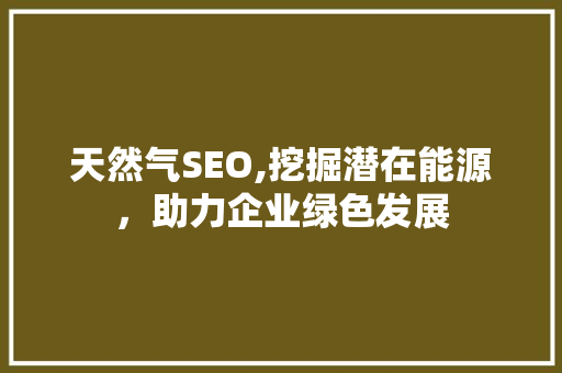 天然气SEO,挖掘潜在能源，助力企业绿色发展
