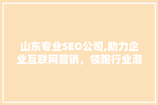 山东专业SEO公司,助力企业互联网营销，领跑行业潮流