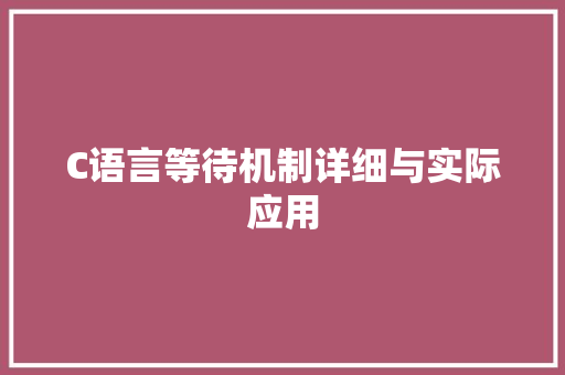 C语言等待机制详细与实际应用