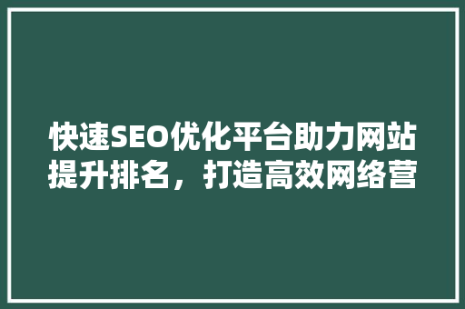 快速SEO优化平台助力网站提升排名，打造高效网络营销步骤