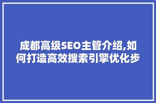 成都高级SEO主管介绍,如何打造高效搜索引擎优化步骤