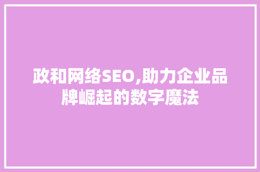 政和网络SEO,助力企业品牌崛起的数字魔法