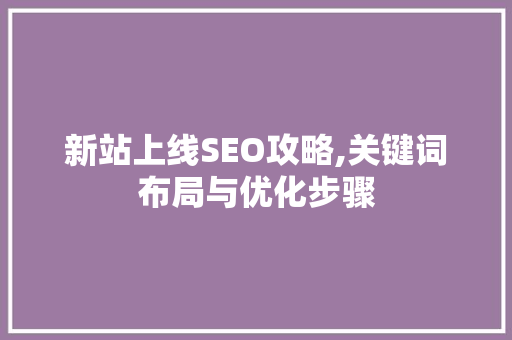 新站上线SEO攻略,关键词布局与优化步骤