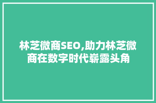 林芝微商SEO,助力林芝微商在数字时代崭露头角