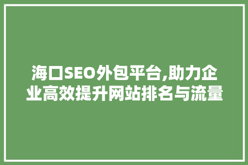 海口SEO外包平台,助力企业高效提升网站排名与流量