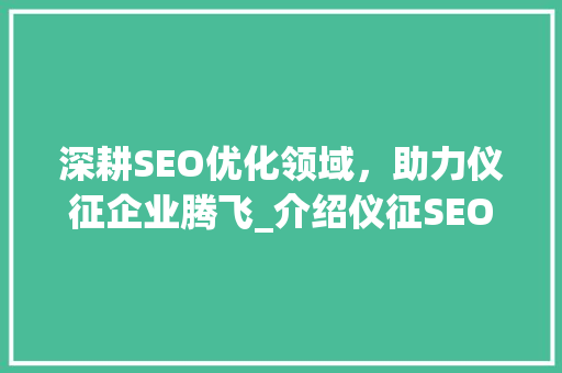 深耕SEO优化领域，助力仪征企业腾飞_介绍仪征SEO优化公司的卓越表现