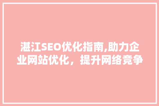 湛江SEO优化指南,助力企业网站优化，提升网络竞争力