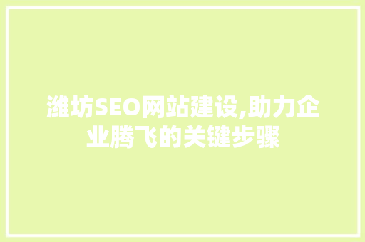 潍坊SEO网站建设,助力企业腾飞的关键步骤
