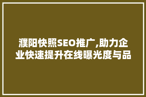 濮阳快照SEO推广,助力企业快速提升在线曝光度与品牌影响力