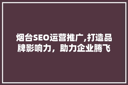烟台SEO运营推广,打造品牌影响力，助力企业腾飞