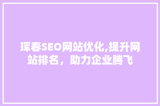 珲春SEO网站优化,提升网站排名，助力企业腾飞
