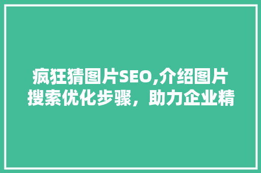 疯狂猜图片SEO,介绍图片搜索优化步骤，助力企业精准触达用户