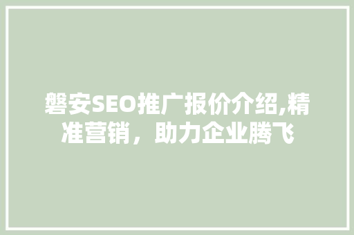 磐安SEO推广报价介绍,精准营销，助力企业腾飞