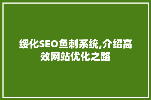 绥化SEO鱼刺系统,介绍高效网站优化之路