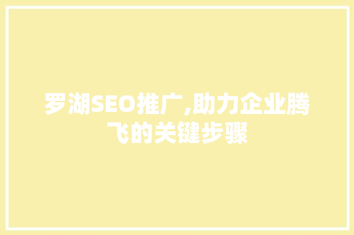罗湖SEO推广,助力企业腾飞的关键步骤