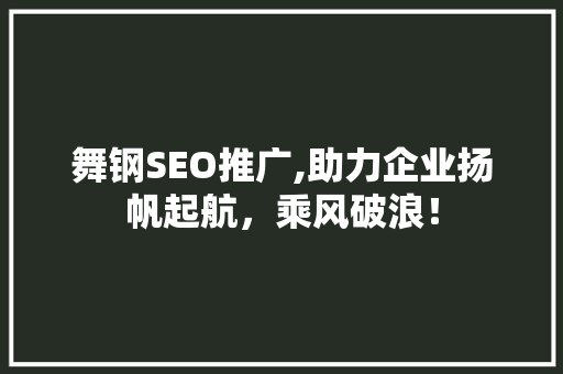 舞钢SEO推广,助力企业扬帆起航，乘风破浪！