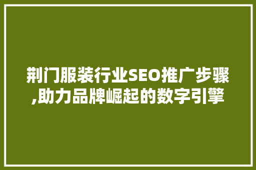 荆门服装行业SEO推广步骤,助力品牌崛起的数字引擎