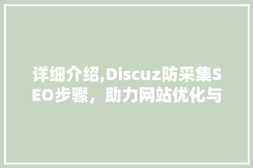 详细介绍,Discuz防采集SEO步骤，助力网站优化与流量提升