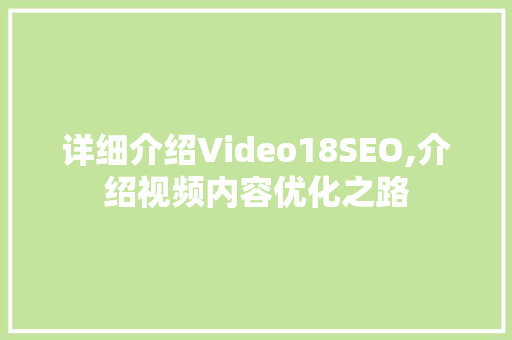 详细介绍Video18SEO,介绍视频内容优化之路