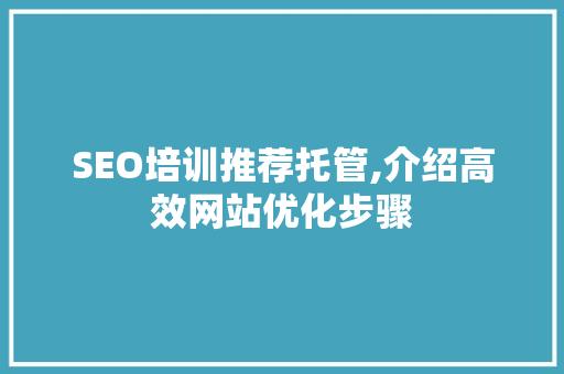SEO培训推荐托管,介绍高效网站优化步骤