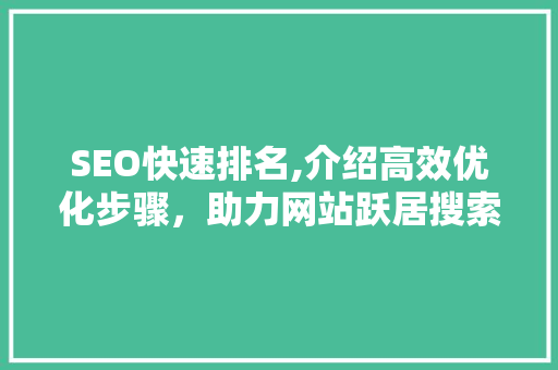 SEO快速排名,介绍高效优化步骤，助力网站跃居搜索前列