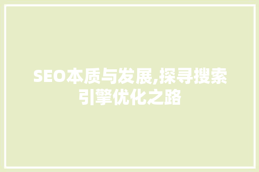 SEO本质与发展,探寻搜索引擎优化之路