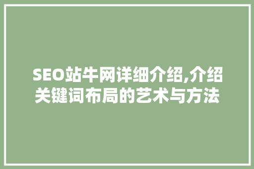 SEO站牛网详细介绍,介绍关键词布局的艺术与方法