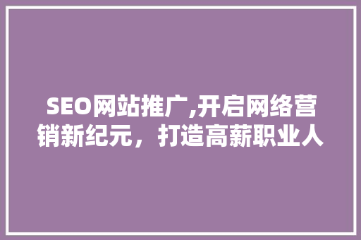 SEO网站推广,开启网络营销新纪元，打造高薪职业人生