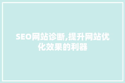 SEO网站诊断,提升网站优化效果的利器