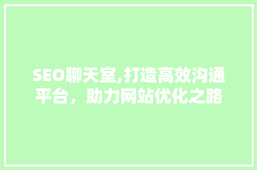 SEO聊天室,打造高效沟通平台，助力网站优化之路