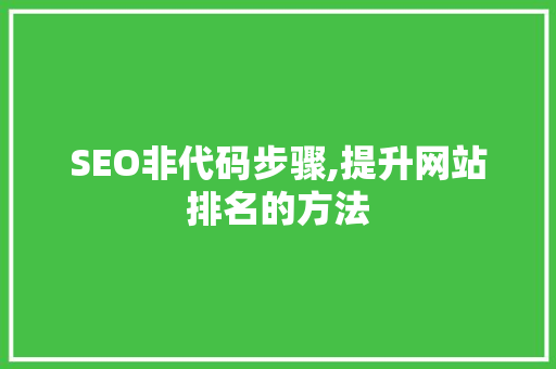 SEO非代码步骤,提升网站排名的方法