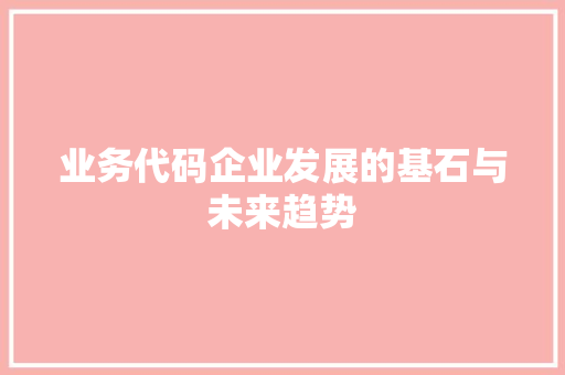 业务代码企业发展的基石与未来趋势