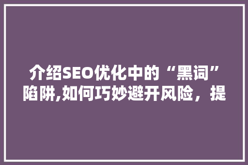 介绍SEO优化中的“黑词”陷阱,如何巧妙避开风险，提升网站排名