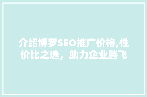 介绍博罗SEO推广价格,性价比之选，助力企业腾飞
