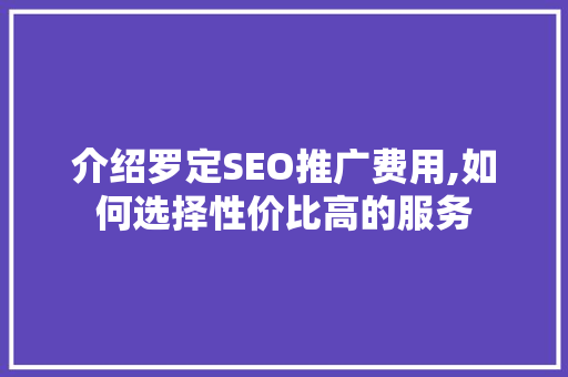 介绍罗定SEO推广费用,如何选择性价比高的服务