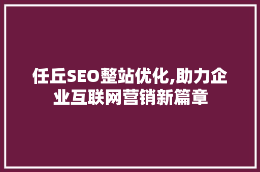 任丘SEO整站优化,助力企业互联网营销新篇章