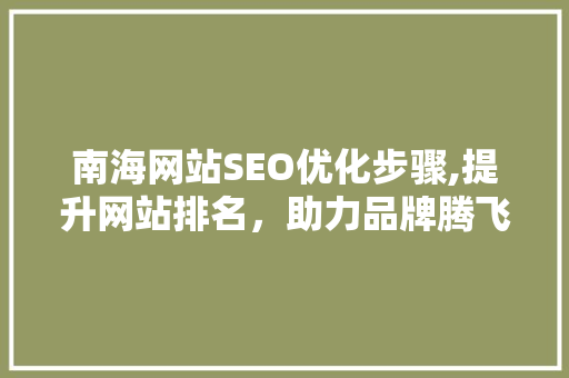 南海网站SEO优化步骤,提升网站排名，助力品牌腾飞