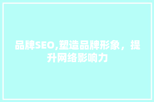 品牌SEO,塑造品牌形象，提升网络影响力