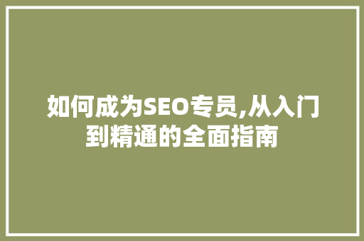 如何成为SEO专员,从入门到精通的全面指南