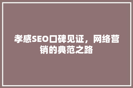 孝感SEO口碑见证，网络营销的典范之路
