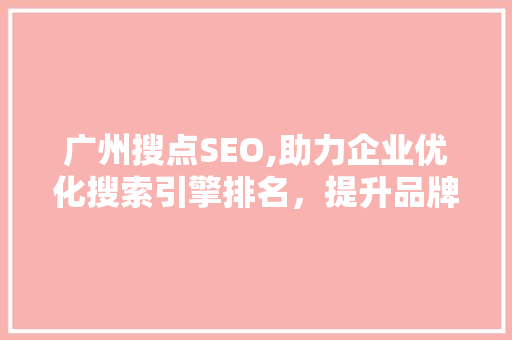 广州搜点SEO,助力企业优化搜索引擎排名，提升品牌影响力