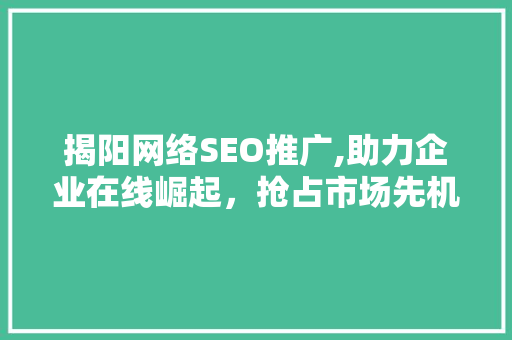 揭阳网络SEO推广,助力企业在线崛起，抢占市场先机