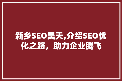 新乡SEO昊天,介绍SEO优化之路，助力企业腾飞