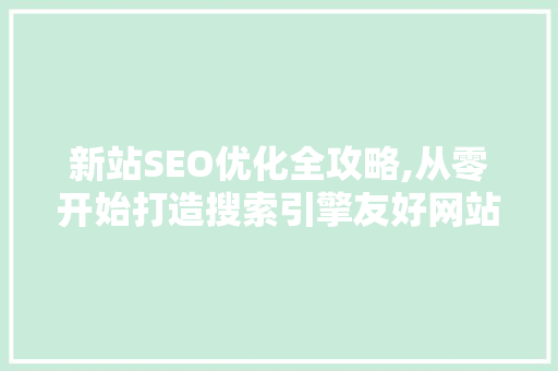 新站SEO优化全攻略,从零开始打造搜索引擎友好网站
