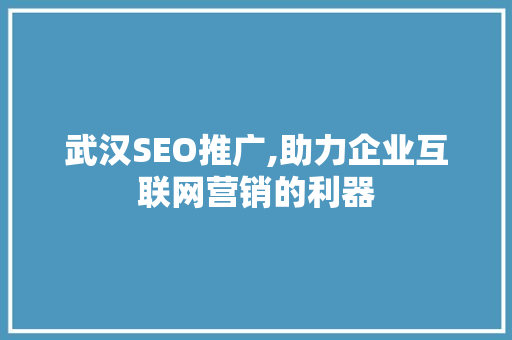 武汉SEO推广,助力企业互联网营销的利器