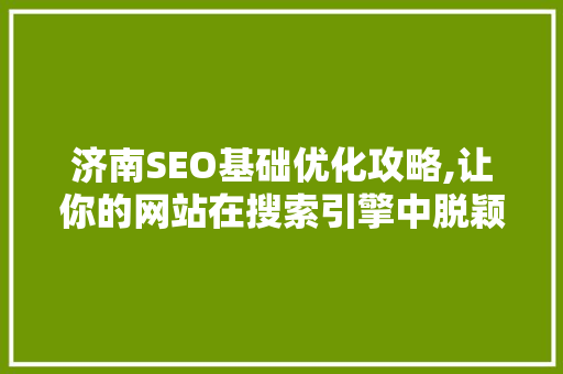 济南SEO基础优化攻略,让你的网站在搜索引擎中脱颖而出